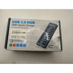 Powered USB 3.0 Hub, 10 Ports USB Data Hub Splitter Aluminum Individual ON/Off